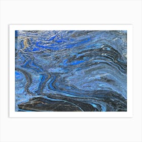 Blue And Black Swirls Art Print