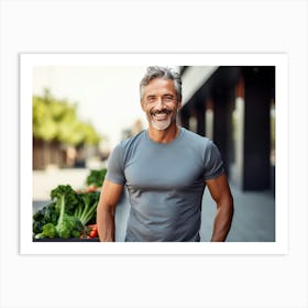 Healthy Man Standing In The City Art Print