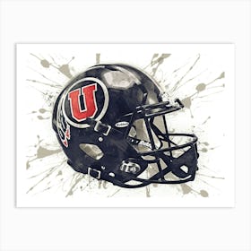 Utah Utes Black NCAA Helmet Poster Art Print