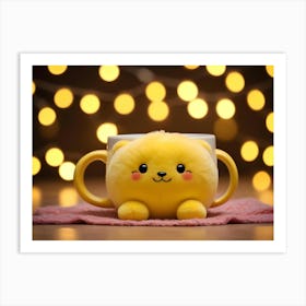 Yellow Plush Bear In A Cup With A Starry Design 1 Art Print