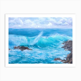 Storm in the sea oil painting art print Art Print