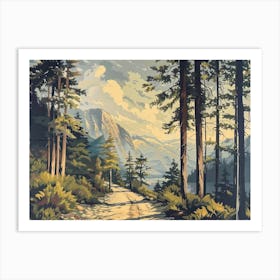 Retro Woods Illustration 4 Art Print