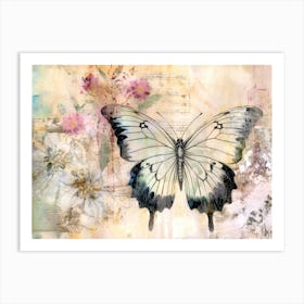 Butterfly And Flowers 3 Art Print