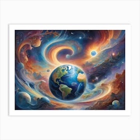 Earth In Space Surreal Art Art Print