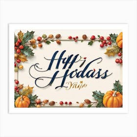 Curved Calligraphy Lines Shaping The Words Happy Holidays Inscribed In A Festive Script Forming (2) 2 Art Print