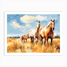 Horses Painting In Wyoming, Usa, Landscape 2 Art Print