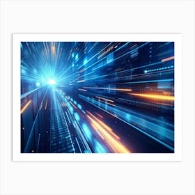 An Abstract Digital Image Of A Tunnel Of Light With Data Streams And Glowing Lines 1 Art Print