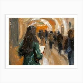 Woman Walking Through A Tunnel Art Print