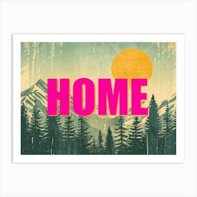 Pink And Gold Home Poster Landscape Forest Illustration 3 Art Print