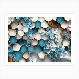 Blue Hexagons Art Print