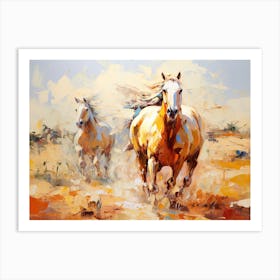 Horses Painting In Outback, Australia, Landscape 1 Art Print
