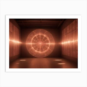 Abstract Image Of A Glowing, Orange Circle In A Dark Room, Resembling A Portal Or A Gateway Art Print