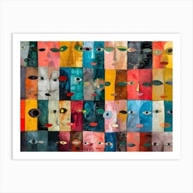 Modern Colorful Faces 2 Art Print