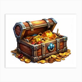 Open Treasure Chest With Gold And Gems Art Print