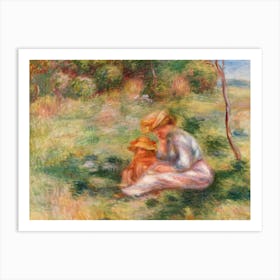 Woman And Child In The Grass, Pierre Auguste Renoir Art Print