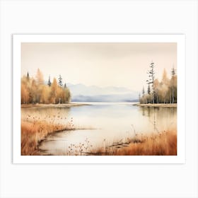 A Painting Of A Lake In Autumn 75 Art Print