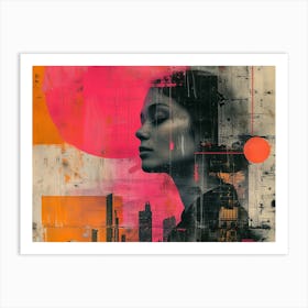 Analog Fusion: A Tapestry of Mixed Media Masterpieces Cityscape' Art Print