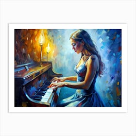 Girl Playing The Piano 1 Art Print