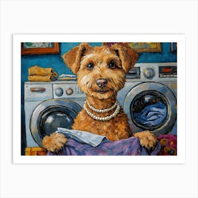 Laundry Airedale 1 Art Print