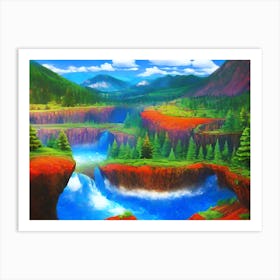 Waterfall In The Mountains 1 Art Print