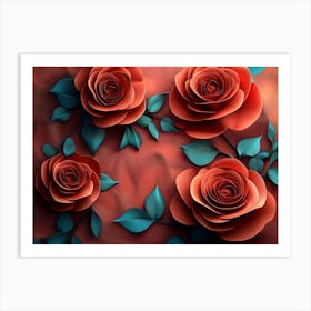 3d Roses Background, 3d Abstraction 1 Art Print