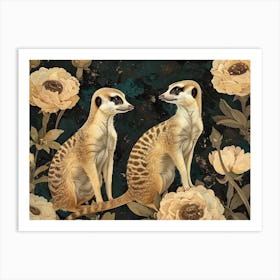 Floral Animal Illustration Meerkat 3 Art Print