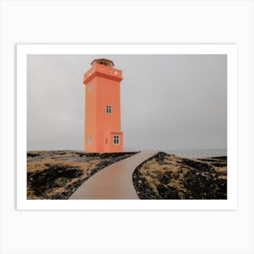 Orange Lighthouse Iceland Art Print