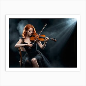 Woman in black playing on violin 2 Art Print