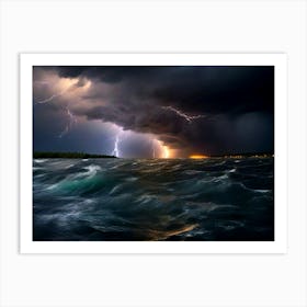 Lightning Storm Over Lake Michigan Art Print