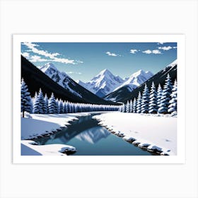 A Winter's Tale: Mountains and Creek 1 Art Print