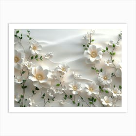 White Flowers On A White Background 2 Art Print