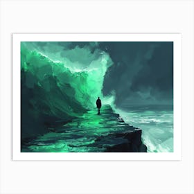 Man Standing On A Cliff 6 Art Print