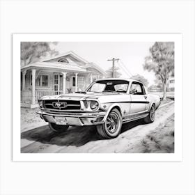 Ford Mustang Drawing 3 Art Print