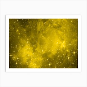 Gold Shade Galaxy Space Background Art Print