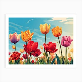 Colorful Tulips Art Print