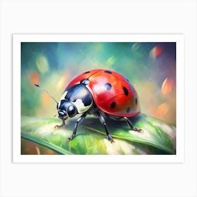 Ladybug On Leaf Art Print