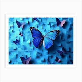 3d Modern Blue Butterfly Art Print