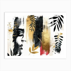 Gold And Black Abstract Painting 70 Art Print