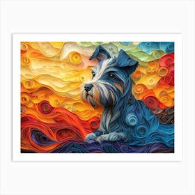 Scottish Terrier Paper Quilling Dog Portrait Art Print