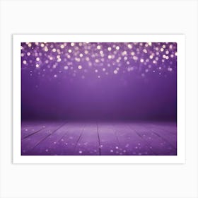 An Image Of A Wooden Surface With A Purple Background, Featuring A Blurred Bokeh Effect Of Soft, Shimmering Lights Art Print