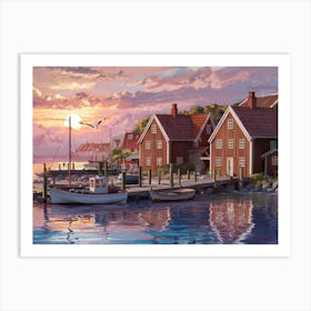 Sunset At The Harbor Art Print