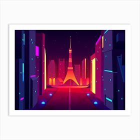 Synthwave Neon City - Tokyo [synthwave/vaporwave/cyberpunk] — aesthetic poster, retrowave poster, neon poster Art Print