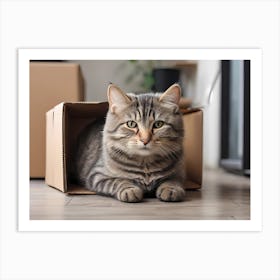 Cat In A Box 1 Art Print