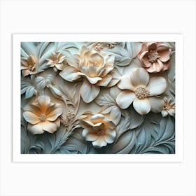 Beautiful Flowers 3d 1 Art Print