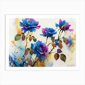 A Climbing Blue Rose Plant Art Print