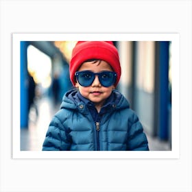 Portrait Of A Young Boy Wearing Sunglasses 1 Art Print