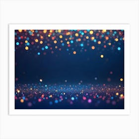 A Dark Blue Background With A Scattering Of Brightly Colored Bokeh Lights, Creating A Festive And Celebratory Feel Art Print