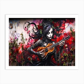 Witch And Music 3 - Girl With A Guitar Art Print