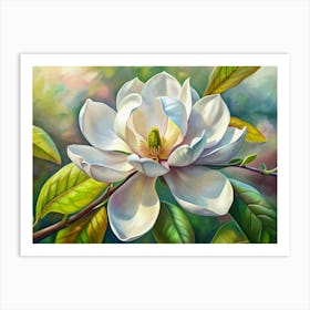 White Magnolia Flower Art Print