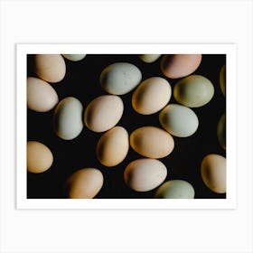 Eggs On A Black Background Art Print